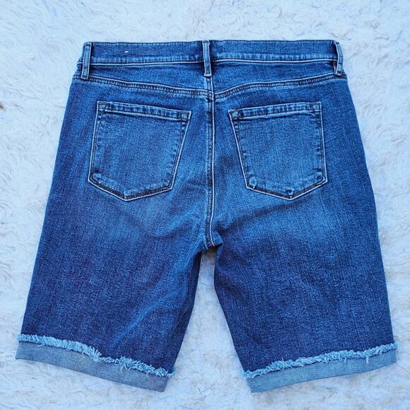 Denim Bermuda Shorts LOFT Size 6 Dark Distressed Cutoffs Cuffed Stretch EUC - Picture 5 of 5